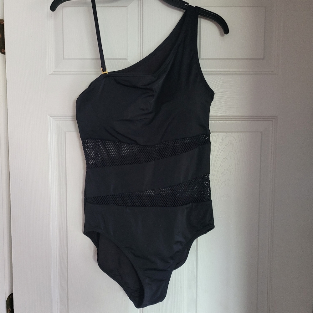 Carmen Marc Valvo One Piece Sz 14 Elegant Black Swimwear Like New,Read Post
